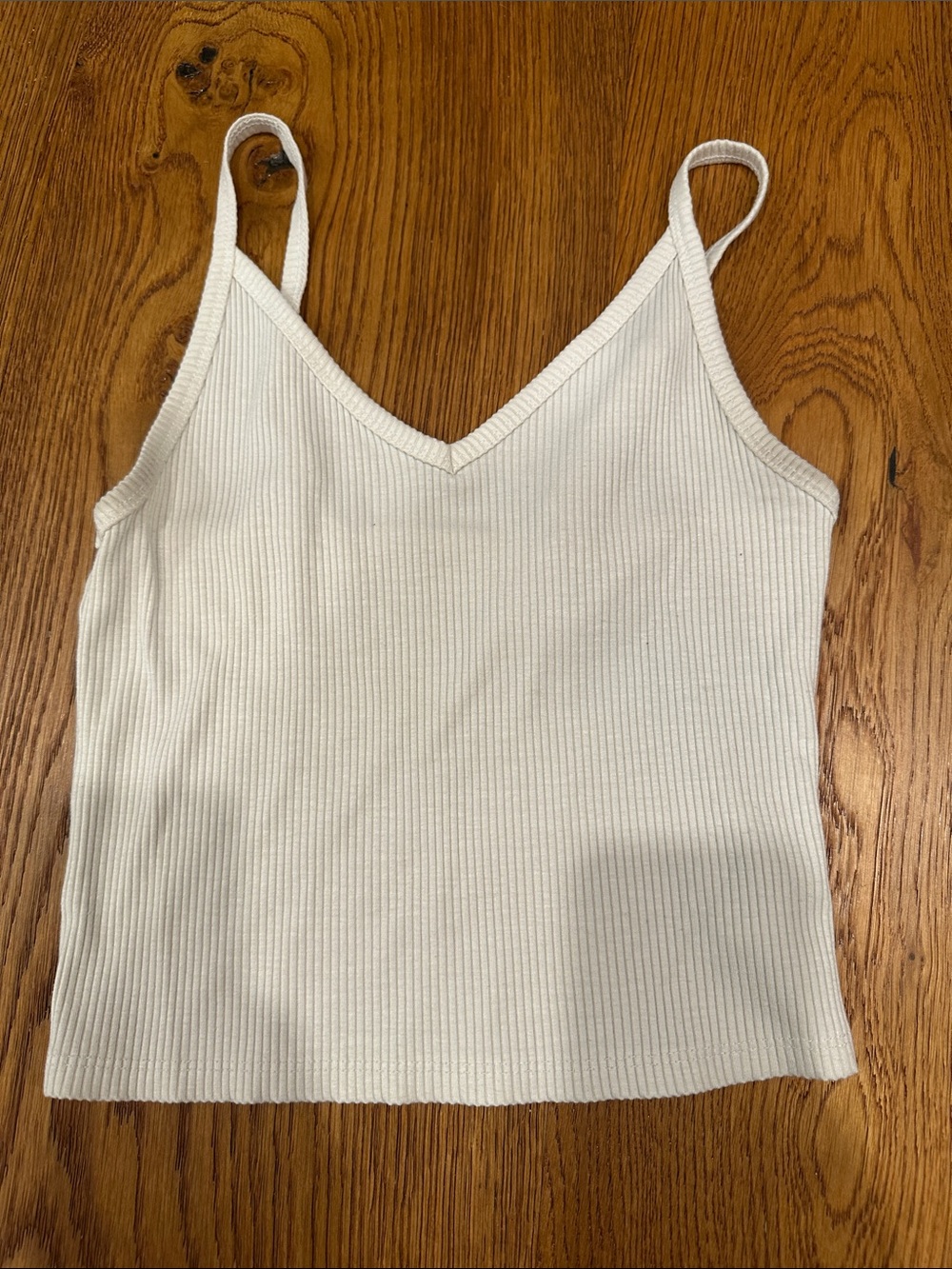 White|Cream Ribbed V-Neck Camisole Tank Top American Eagle - XS